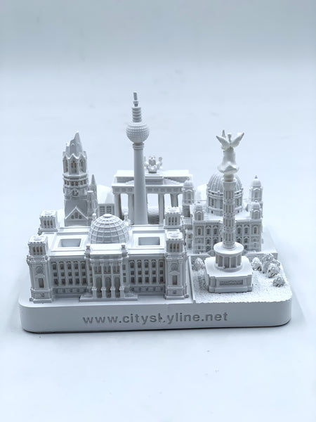 Berlin City Skyline 3D Model Landmark Replica Square Matte White 4 1/2 Inches
