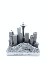 Load image into Gallery viewer, Seatle City Skyline 3D Model Landmark Replica Square Pewter Silver 4 1/2 Inches
