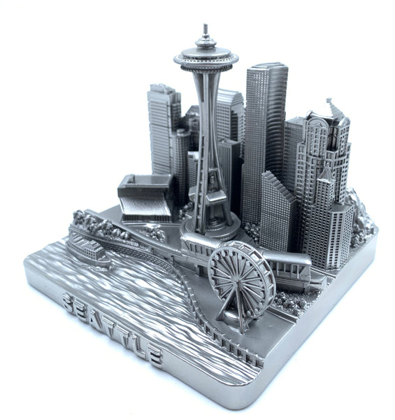Copy of Seattle City Skyline 3D Model Landmark Replica Square Silver 4 1/2 Inches