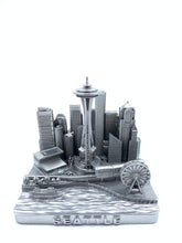 Load image into Gallery viewer, Seatle City Skyline 3D Model Landmark Replica Square Pewter Silver 4 1/2 Inches
