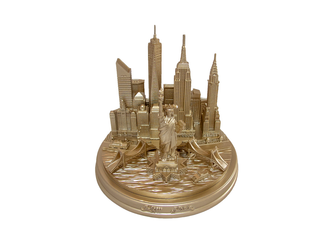New York City Skyline 3D Model Landmark Replica Round Rose Gold 5 1/2 Inches