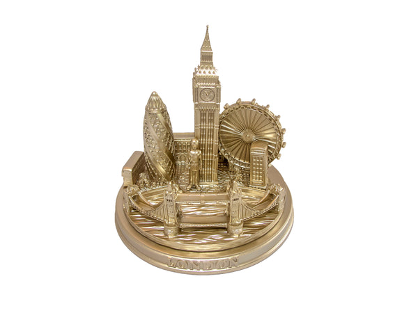 London City Skyline 3D Model Landmark Replica Round Rose Gold 5 ½ Inches
