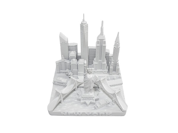 New York City Skyline 3D Model Landmark Replica Square Matte White 4 1/2 Inches