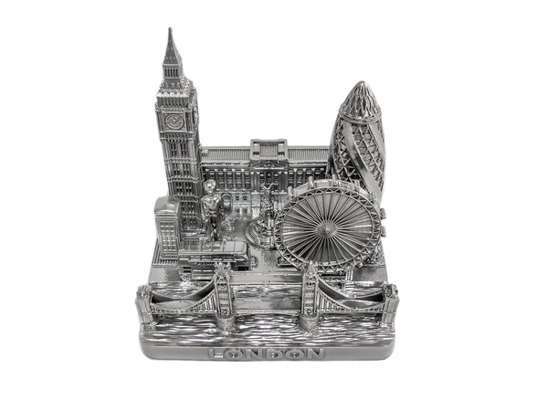 London City Silver Skyline 3D Square Model 4 1/2 inches