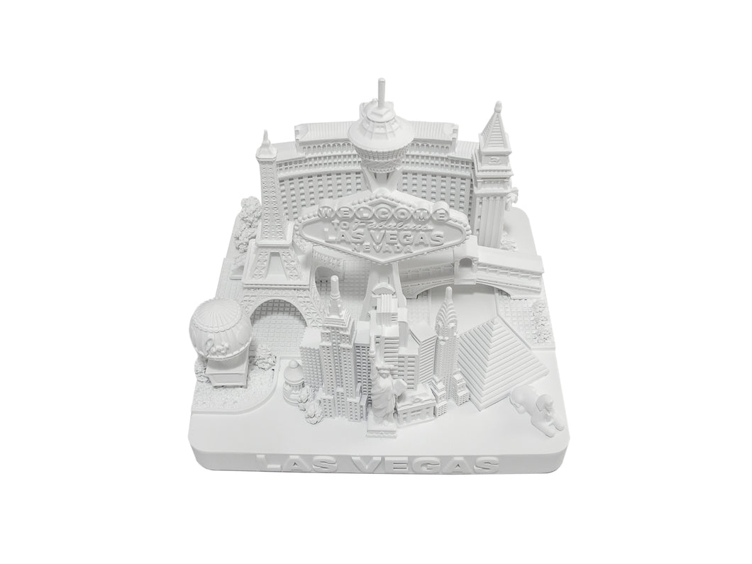 Las Vegas City Skyline Landmark 3D Model Matte White 4 1/2 Inches 1022