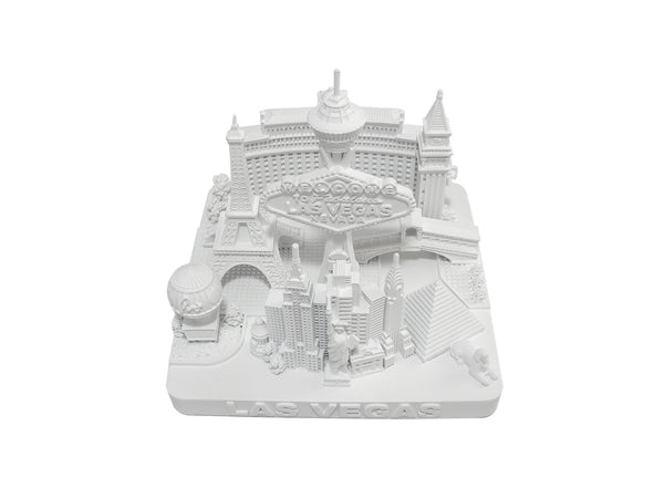 Las Vegas City Skyline Landmark 3D Model Matte White 4 1/2 Inches 1022