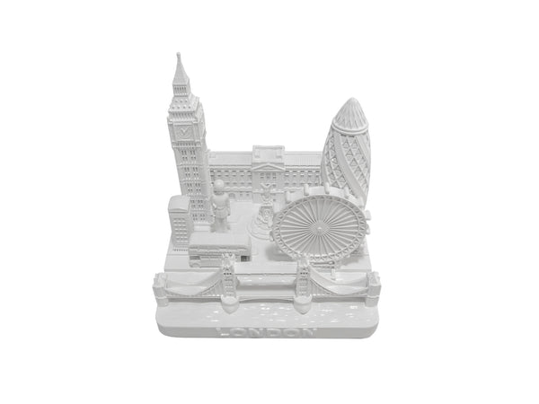 London City Skyline 3D Model Square Matte White 4 1/2 Inches