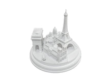 Load image into Gallery viewer, Paris City Matte White Skyline 3D Model Landmark Round Replica 5 1/2 inches
