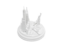 Load image into Gallery viewer, New York City Silver Skyline 3D Model Landmark Round Replica 5 1/2 inches Matte White
