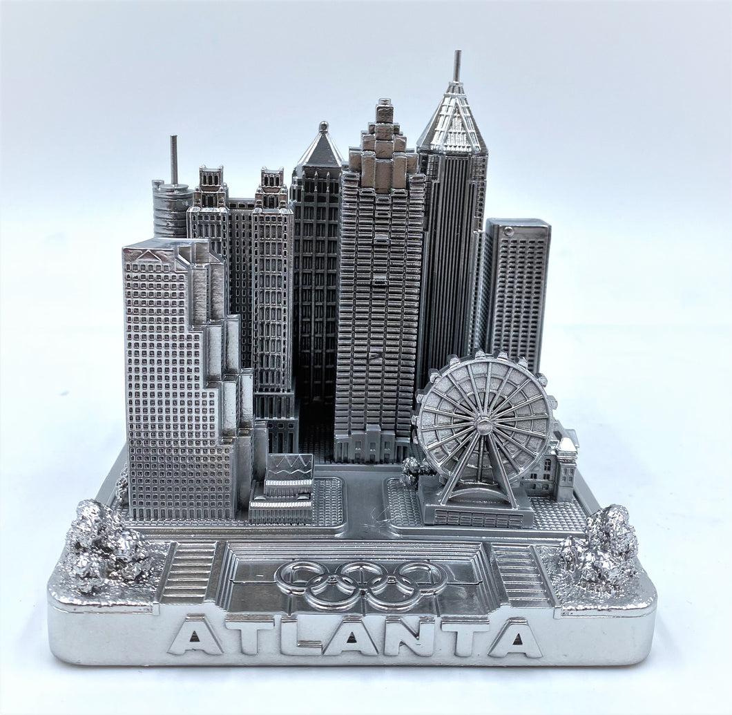 Atlanta City Skyline 3D Model Silver 4.5 Inches