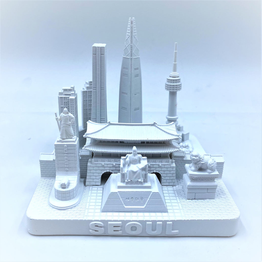 Seoul City Skyline 3D Model Matte White 4.5 Inches