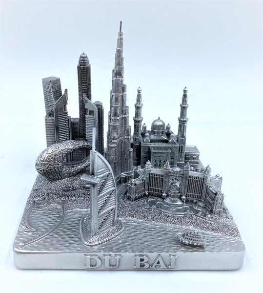 Dubai City Skyline 3D Model Silver 4.5 Inches