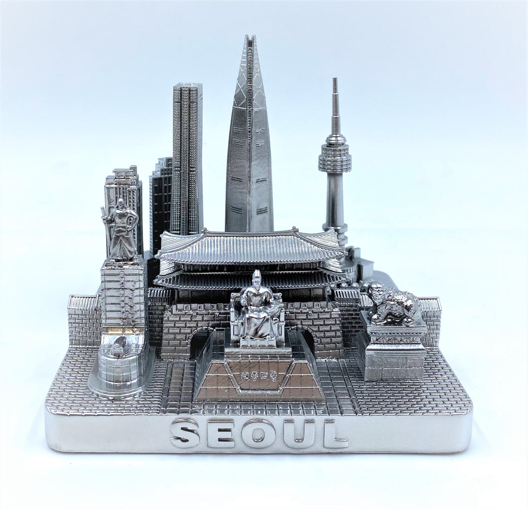 Seoul City Skyline 3D Model Silver 4.5 Inches