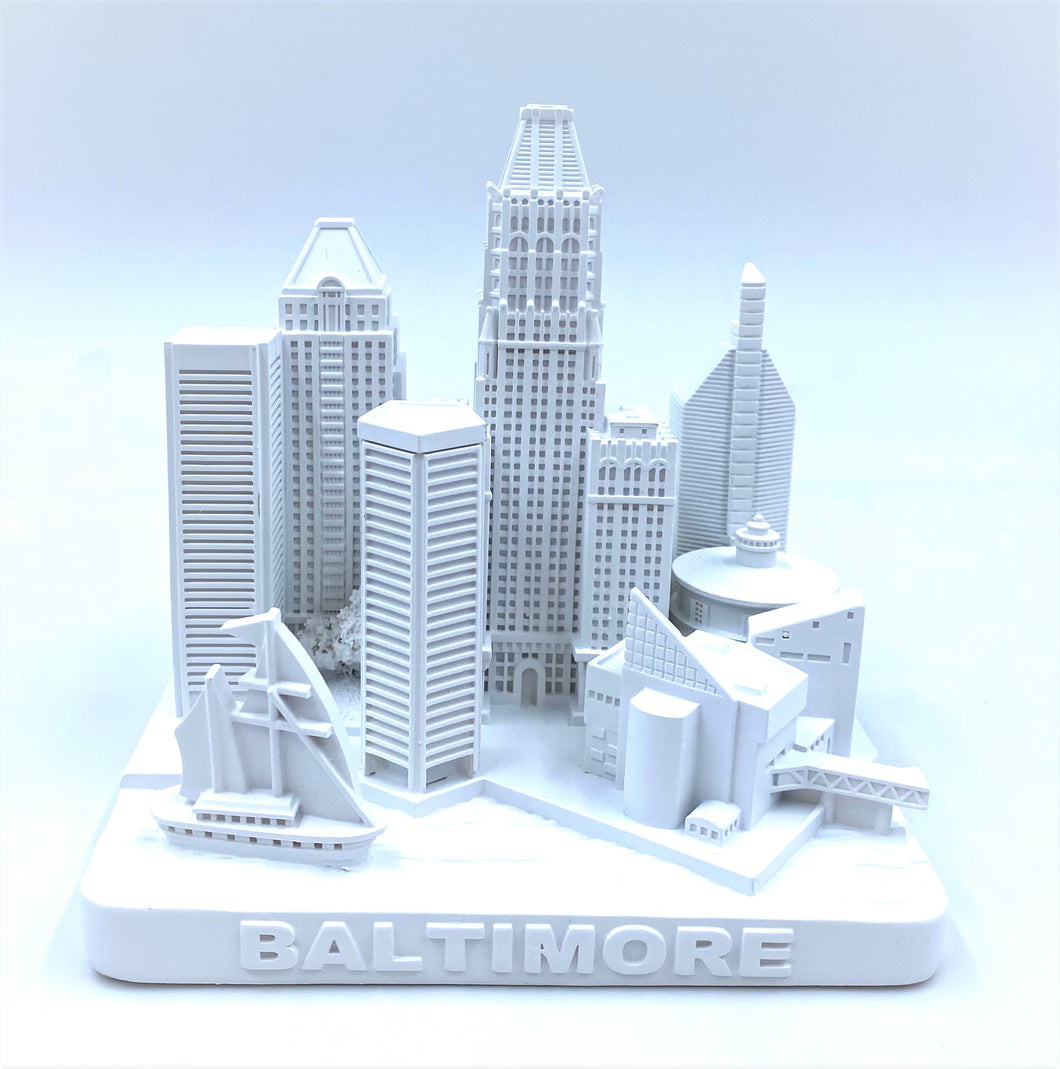 Baltimore City Skyline 3D Model Matte White 4.5 Inches