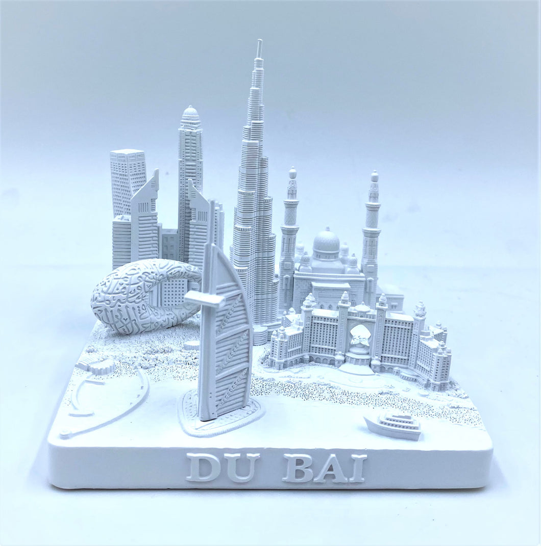 Dubai City Skyline 3D Model Matte White 4.5 Inches
