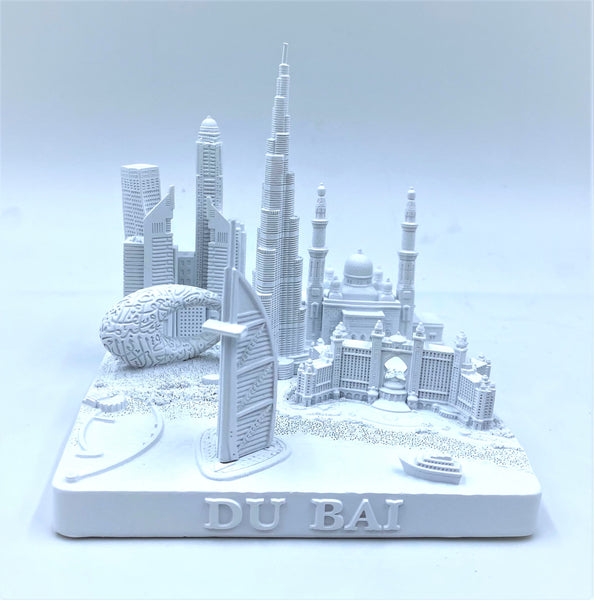 Du Bai City Skyline 3D Model Matte White 4.5 Inches
