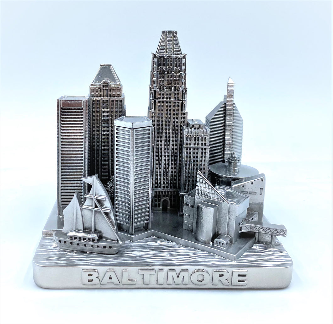 Baltimore City Skyline 3D Model Silver 4.5 Inches