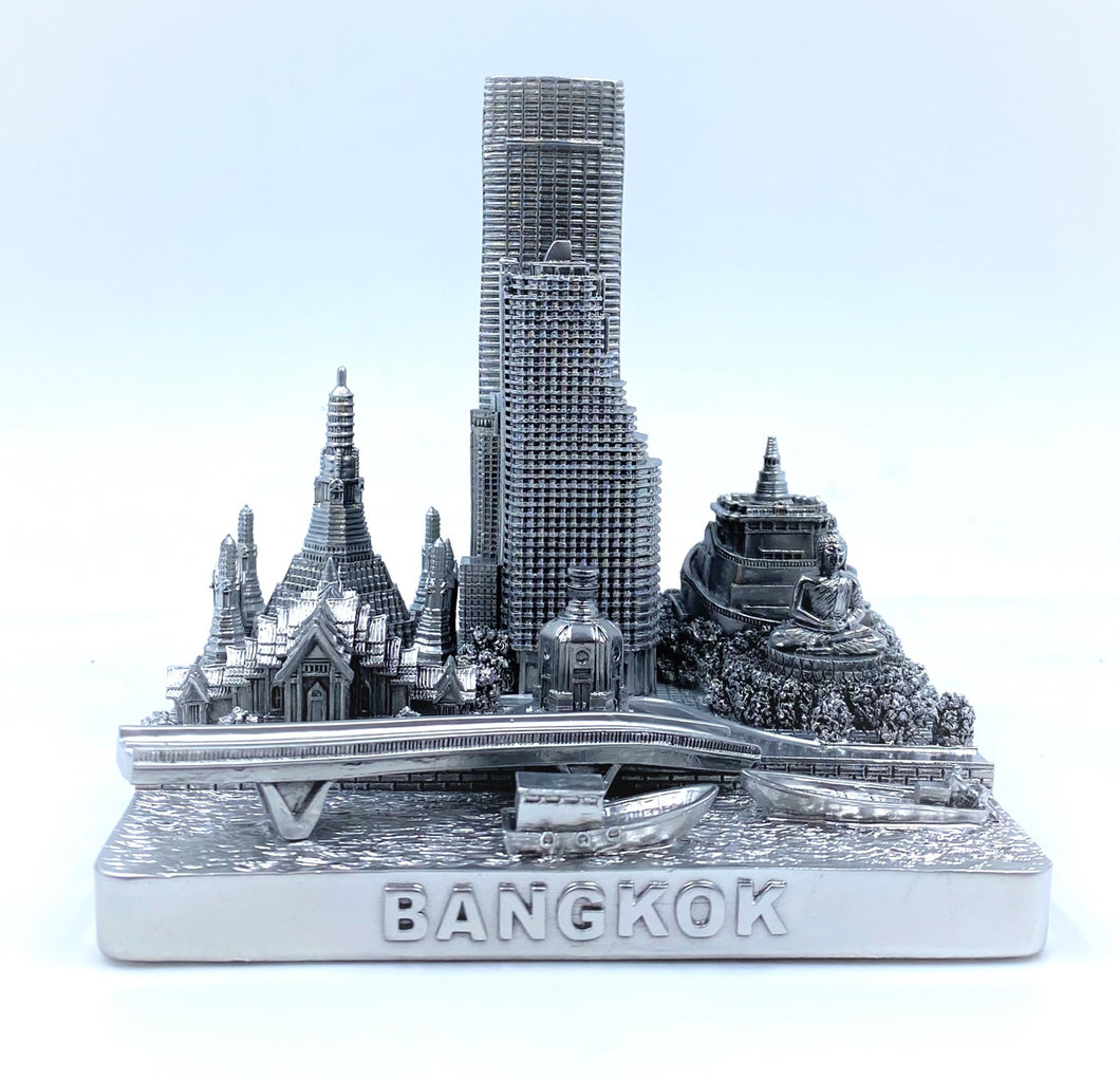 Bangkok City Skyline 3D Model Silver 4.5 Inches