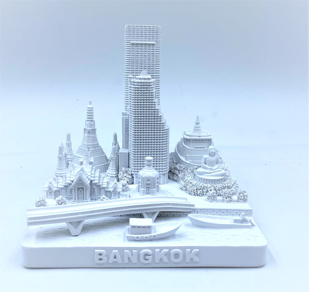Bangkok City Skyline 3D Model Matte White 4.5 Inches