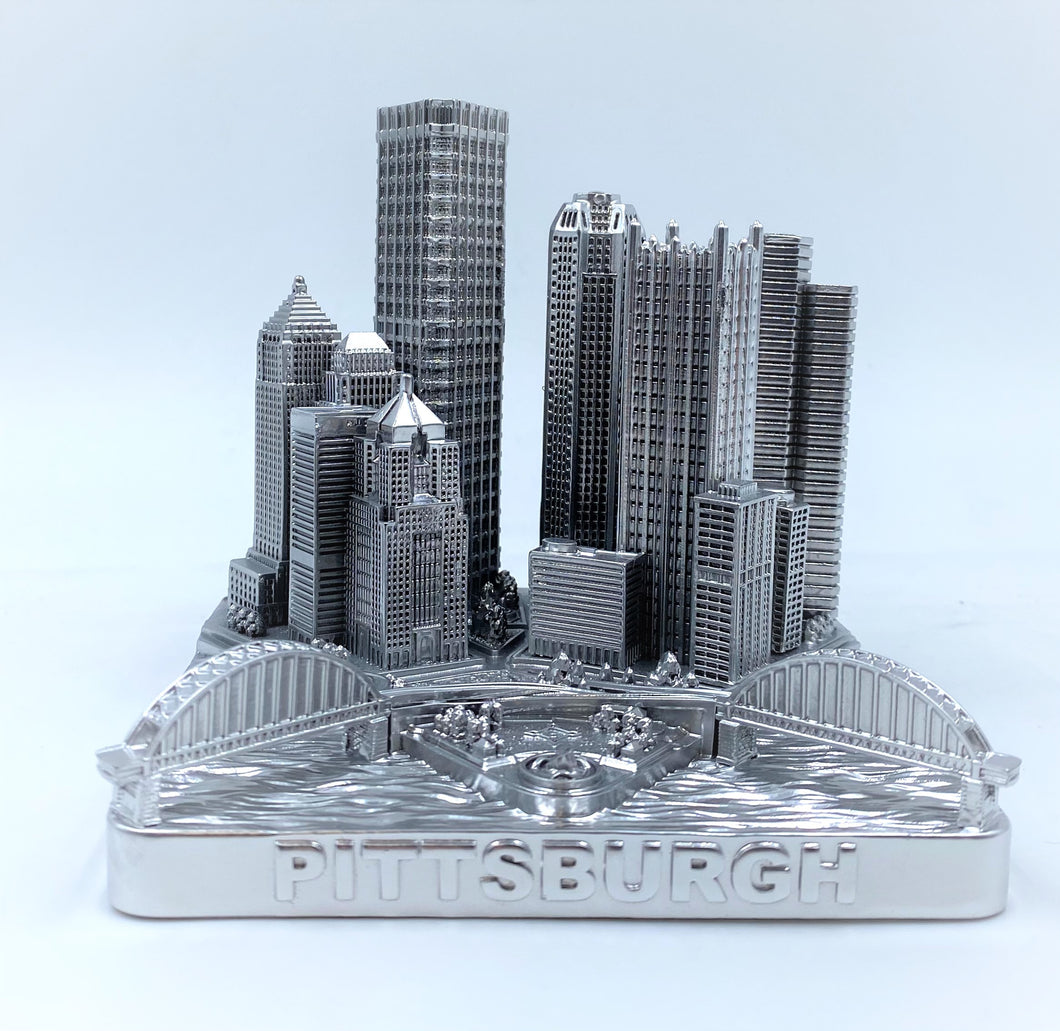 Pittsburgh City Skyline 3D Model Silver 4.5 Inches