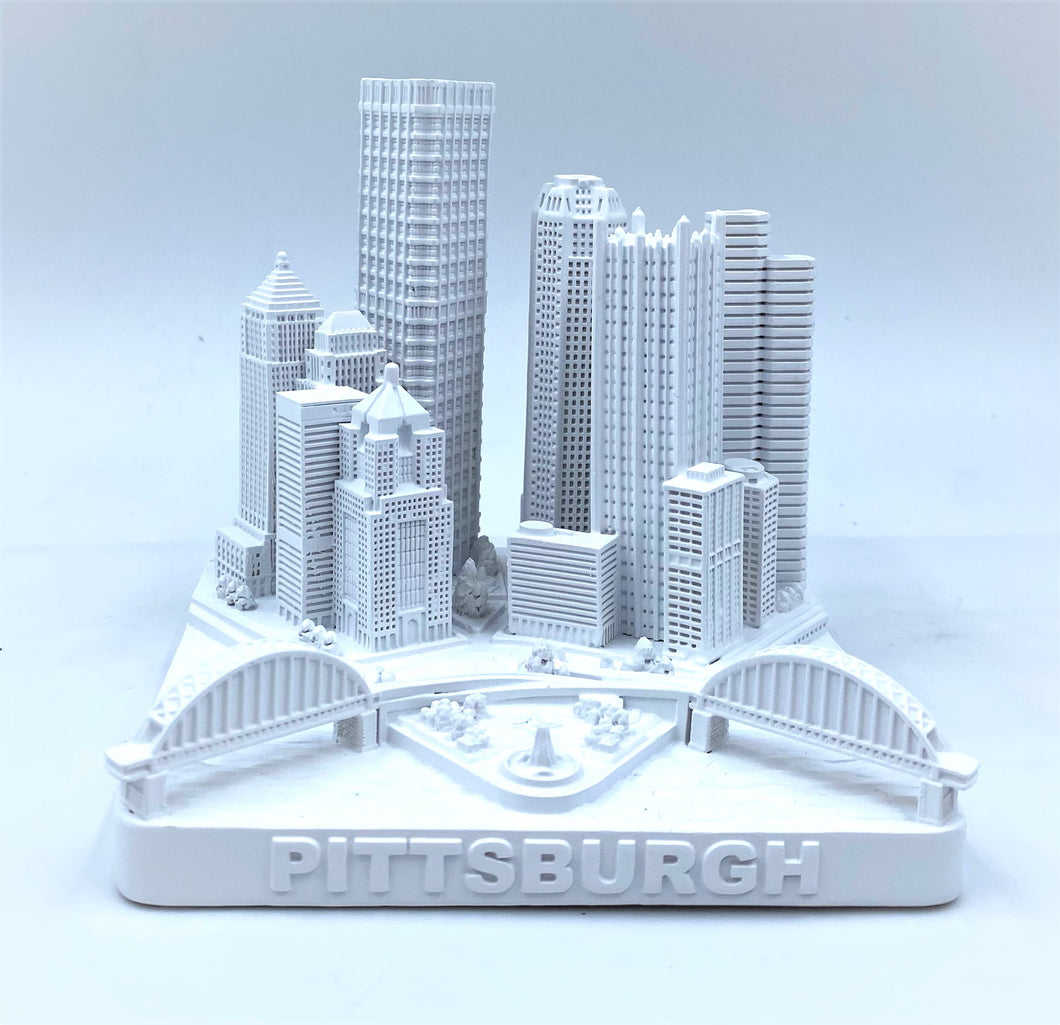 Pittsburgh City Skyline 3D Model Matte White 4.5 Inches