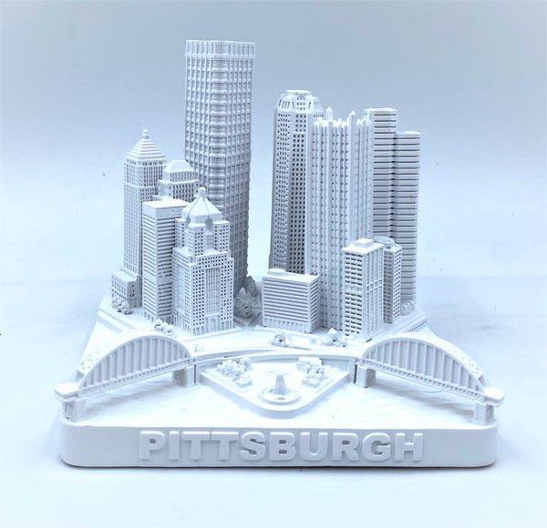 Pittsburgh City Skyline 3D Model Matte White 4.5 Inches