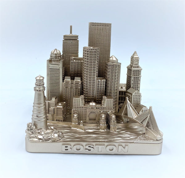 Boston City Skyline 3D Model Rose Gold 4.5 Inches
