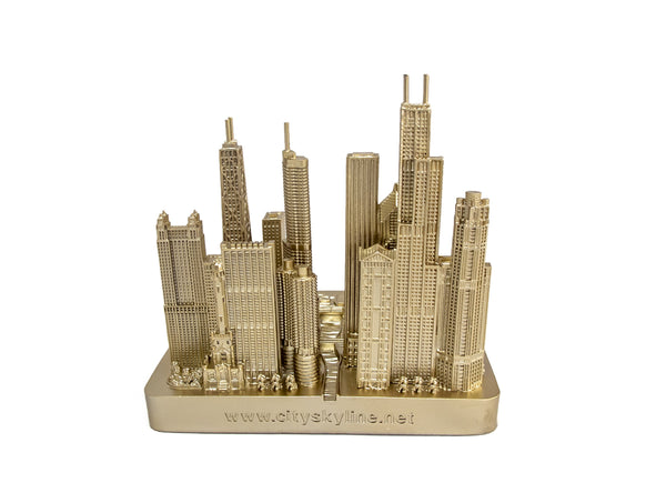 Chicago City Rose Gold Skyline Landmark 3D Model 4 1/2 inches