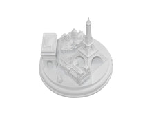 Load image into Gallery viewer, Paris City Matte White Skyline 3D Model Landmark Round Replica 5 1/2 inches
