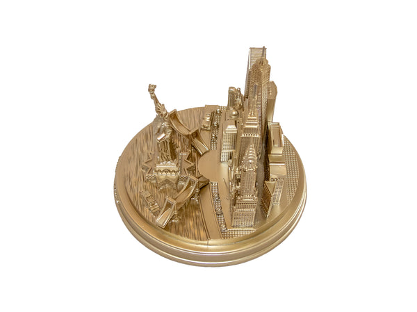 New York City Skyline 3D Model Landmark Replica Round Rose Gold 5 1/2 Inches