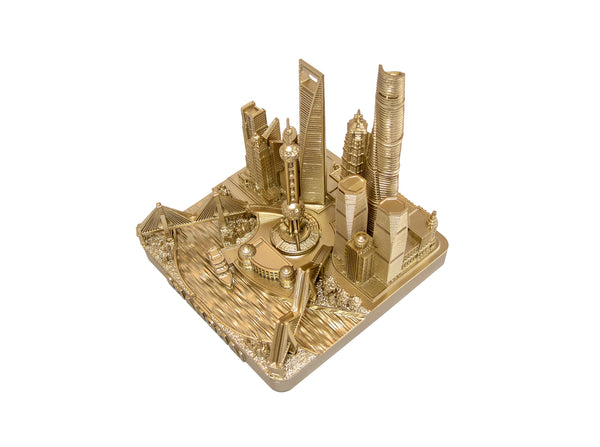 Shanghai City Rose Gold Skyline Landmark 3D Model 4 1/2 inches
