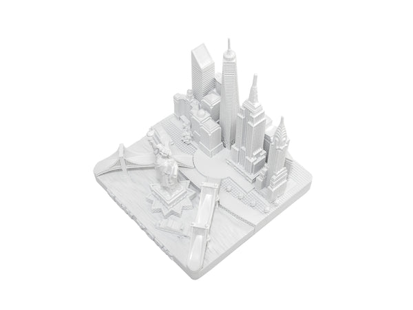 New York City Skyline 3D Model Landmark Replica Square Matte White 4 1/2 Inches