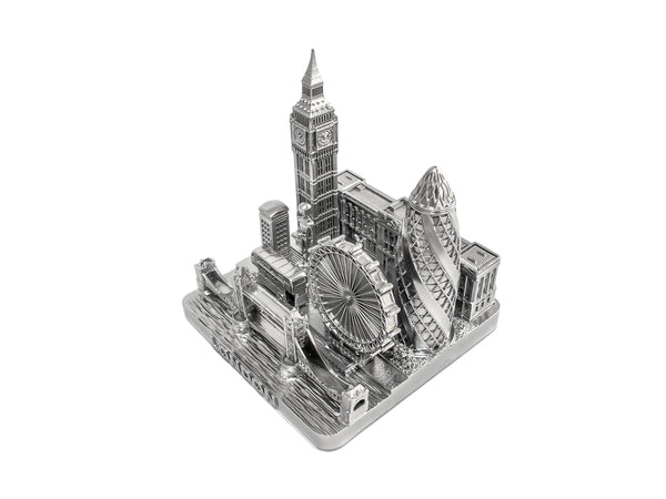 London City Silver Skyline 3D Square Model 4 1/2 inches