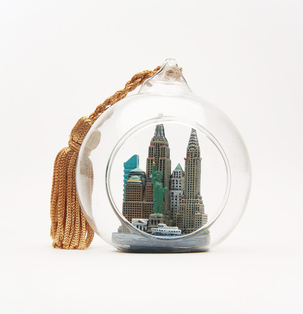 NYC keepsake Christmas Ornaments Skyline landmark Empire State Building, Statue of Liberty Treasures it all in one ornament 6inches