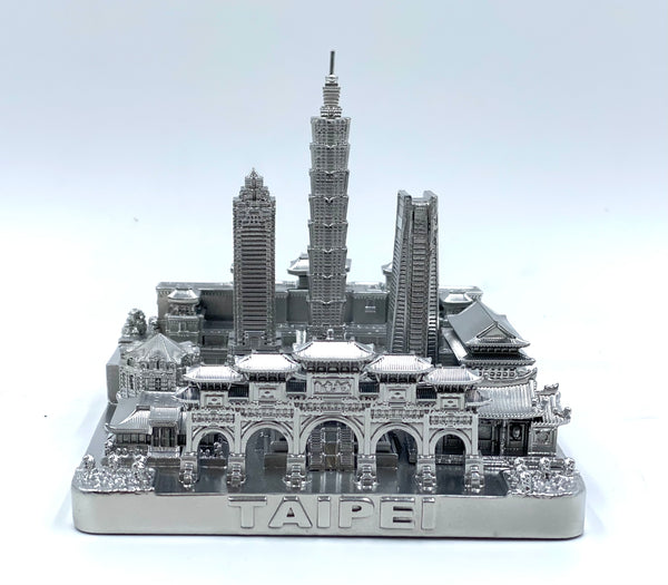 Tai Pei City Skyline 3D Model Silver 4.5 Inches