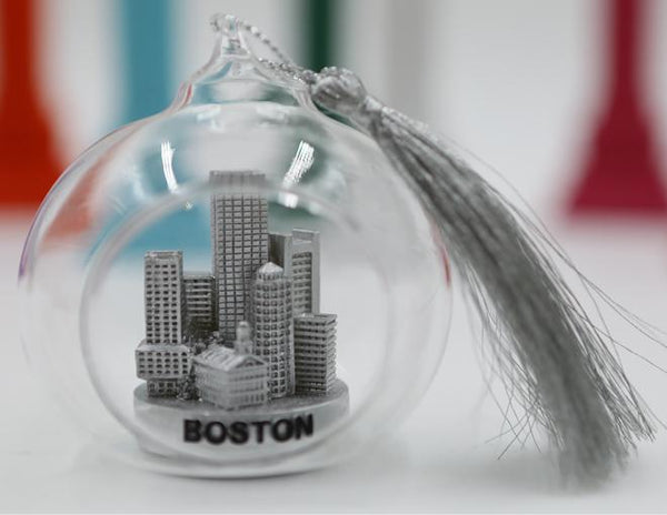 Glass  ornament of  Boston Sliver Color keepsake Christmas Ornaments 3 inches