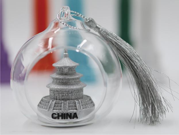 Glass  ornament of  China keepsake Christmas Ornaments 3 inches