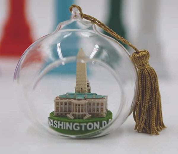 Glass  ornament of  Washington Dc  color  keep Christmas Ornaments 3 inches