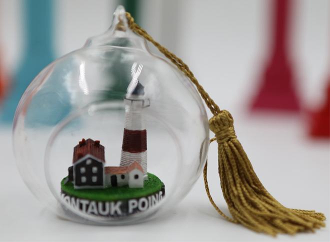 Glass ornament  of Montauk Point Light house  keepsake Christmas Ornament 3 inches