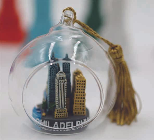 Glass ornament of Philadelphia keepsake Christmas ornaments 3 inches