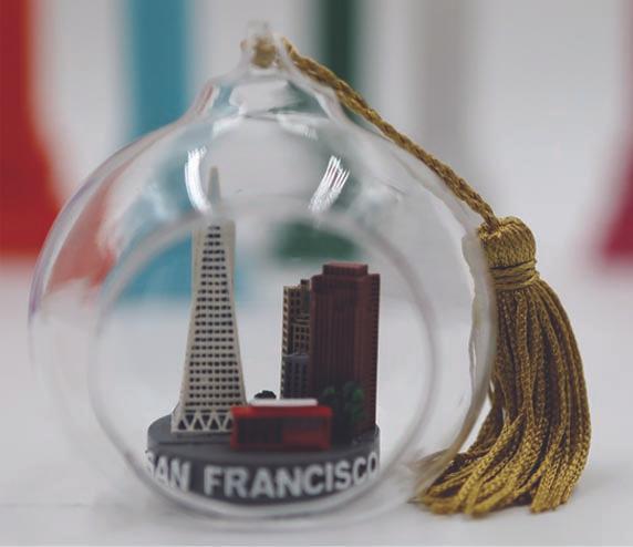 Glass ornament of San Francisco color    keepsake Christmas Ornaments 3 inches