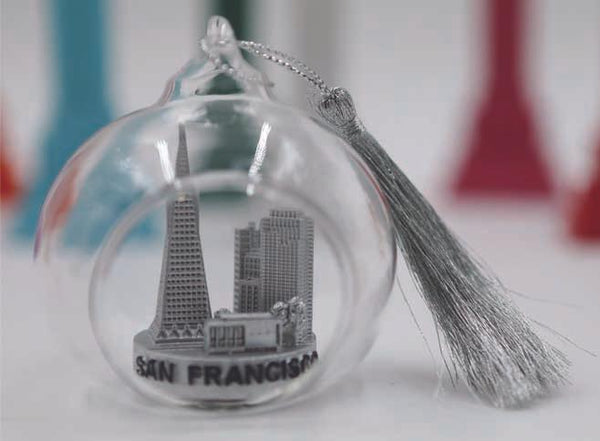 Glass ornament of San Francisco color sliver keepsake Christmas Ornaments 3 inches