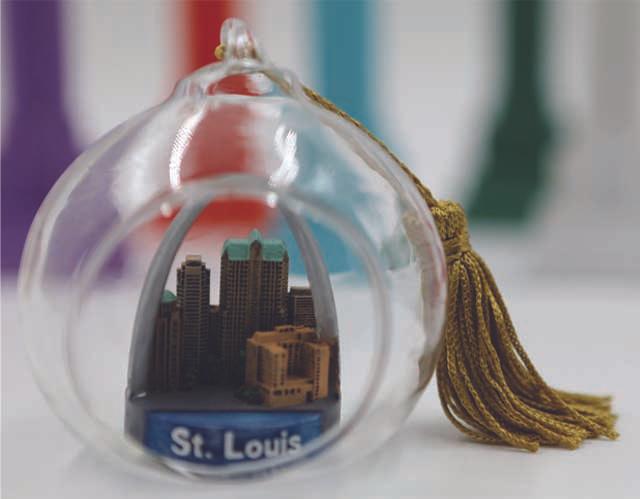 Glass ornament of St Louis multi color keepsake Christmas ornament 3 inches