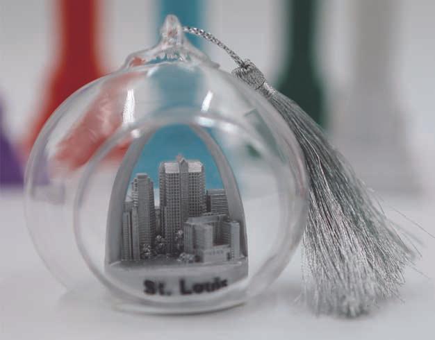 Glass ornament of St Louis sliver  color keepsake Christmas ornament 3 inches
