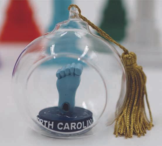 Glass ornament of Tar Heel NC keepsake Christmas ornament 3 inches