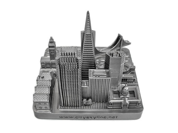 San Francisco City Skyline Landmark 3D Model Silver 4 1/2 Inches 1029
